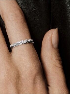 Mejuri Slim Charlotte Stacker Set Silver Ring NEW size 10